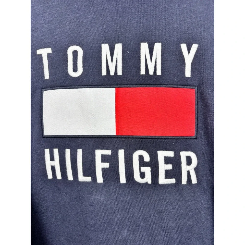 Tommy Hilfiger Mens XXL Navy Blue Funnel Neck Logo Pullover Sweatshirt 76A2577